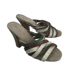 Dries van Noten Strappy Leather Sandals 3.5" Block Heel Slide-On Sz 36.5 (US 6)